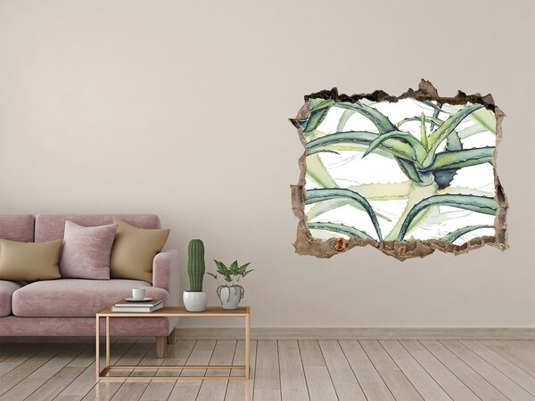 Zelfklevende 3D wandsticker illusie Een groene oase in beton.