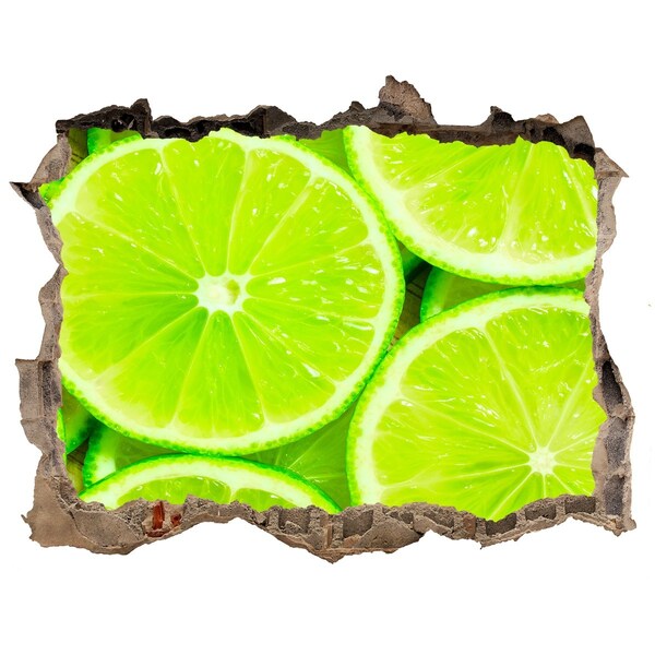 Naklejka 3D dziura na ścianę samoprzylepna Soczyste limonki w dziurze w ścianie