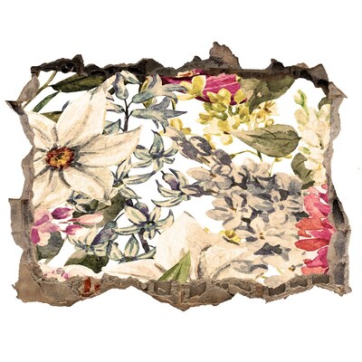 Zelfklevende muursticker 3D gat Bloementuin achter de muur