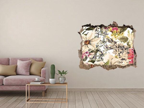 Zelfklevende muursticker 3D gat Bloementuin achter de muur