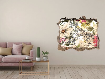 Zelfklevende muursticker 3D gat Bloementuin achter de muur