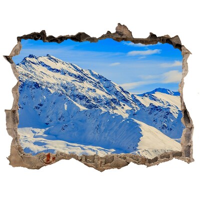 Zelfklevende muursticker 3D gat Winters berglandschap