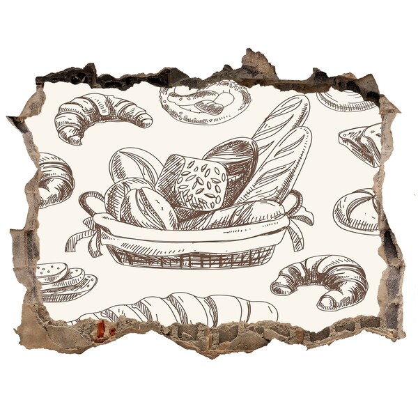 Wandsticker 3D doorkijk Mand met brood