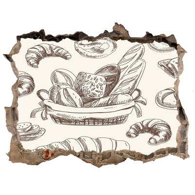 Wandsticker 3D doorkijk Mand met brood