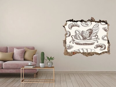 Wandsticker 3D doorkijk Mand met brood