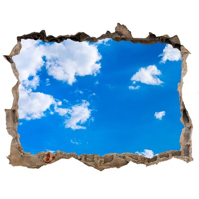 Wandsticker 3D doorkijk Blauwe lucht met wolken
