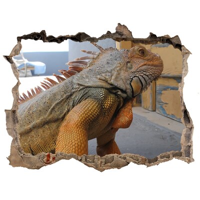 Fototapeta dziura na ścianę Iguana w zniszczonej ścianie