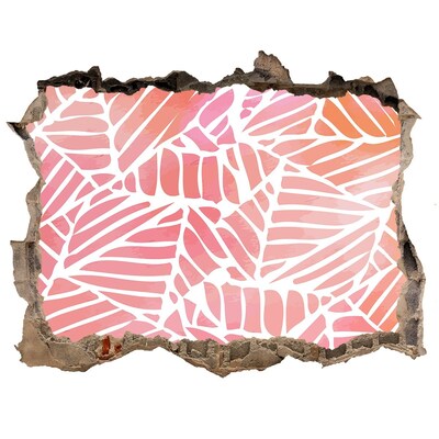 Wandsticker 3D gat met uitzicht Tropisch bladpatroon