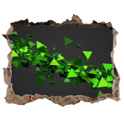 Zelfklevende 3D wandsticker illusie Groene geometrie in een gat in de muur