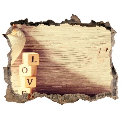 Zelfklevende 3D wandsticker illusie Liefde in een gebroken muur