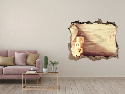 Zelfklevende 3D wandsticker illusie Liefde in een gebroken muur