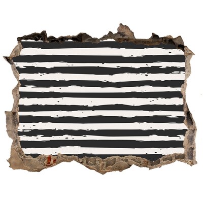 Wandsticker 3D doorkijk Verwoeste muur met strepen