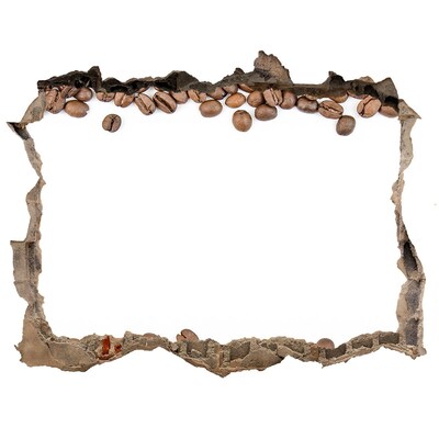 Wandsticker 3D doorkijk Gebroken koffiebonenmuur