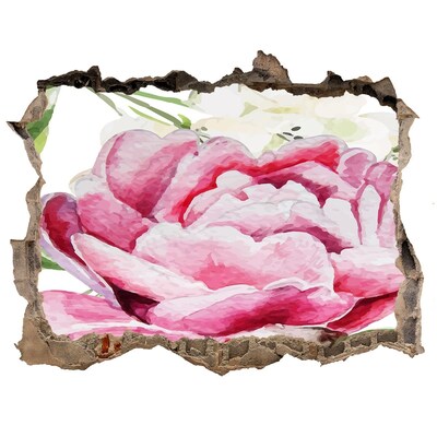 Zelfklevende muursticker 3D gat Een bloemenlandschap in een gat in de muur