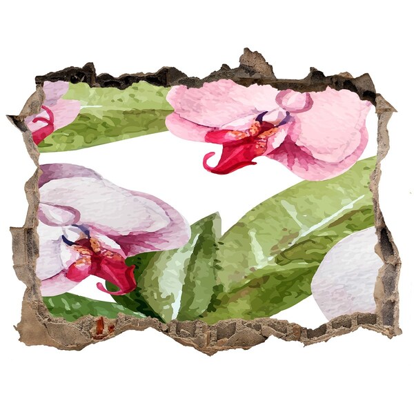 Wandsticker 3D gat met uitzicht Een bloemenparadijs achter de muren.