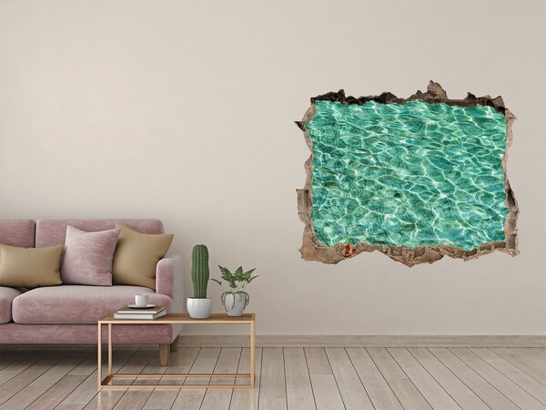 Zelfklevende muursticker 3D gat Kristalhelder water in een gat in de muur
