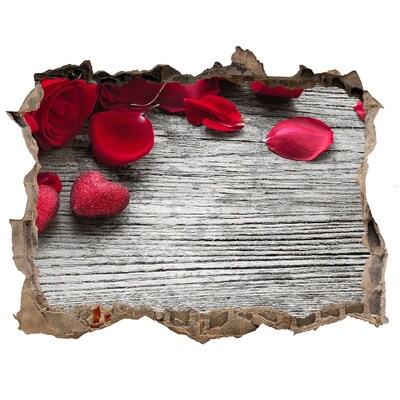 Wandsticker 3D doorkijk Romantische ruimte met rozen