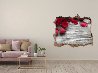 Wandsticker 3D doorkijk Romantische ruimte met rozen