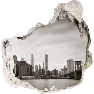 3D wandsticker gat in de muur Uitzicht op New York
