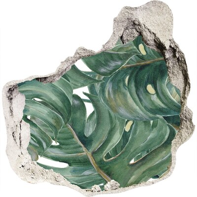 Naklejka 3D dziura samoprzylepna Zielone liście w betonie