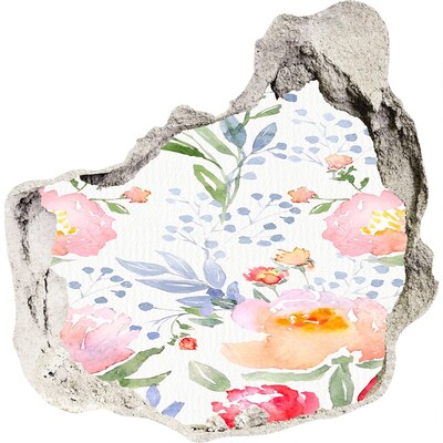 Naklejka 3D dziura na ścianę samoprzylepna Kwiatowy mural w zniszczonej ścianie