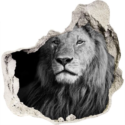 Dziura 3d fototapeta naklejka Lew w dziurze w ścianie