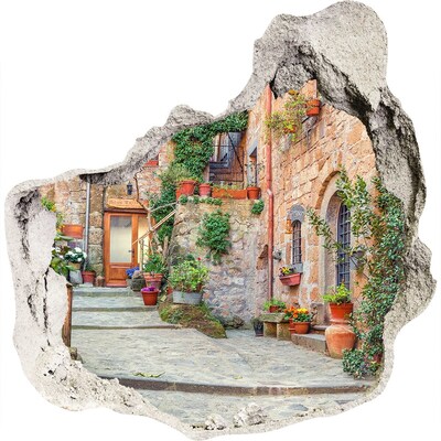 3D wandsticker gat in de muur Een charmant stadje in Toscane