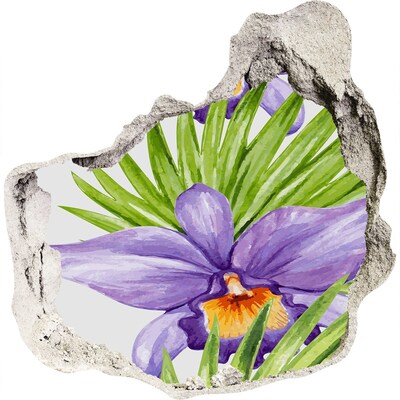 3D wandsticker gat in de muur Bloemengat in de muur
