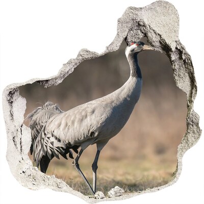 Zelfklevende muursticker 3D gat Kraanvogel in zijn natuurlijke habitat