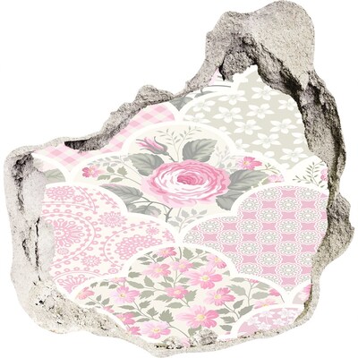 3D wandsticker gat in de muur Gat in de muur Bloemenpatroon