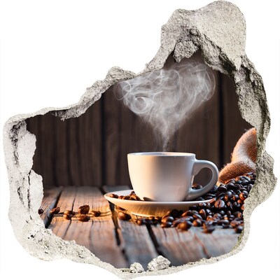 Zelfklevende muursticker 3D gat Koffie in een gezellig café