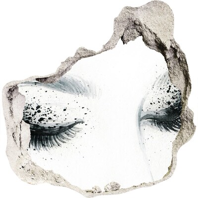 Fototapeta dziura na ścianę Zamknięte oczy w dziurze w ścianie