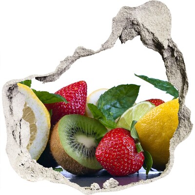 3D wandsticker gat in de muur Fruitparadijs achter de muur