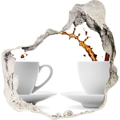 Zelfklevende muursticker 3D gat Koffie in een vervallen muur