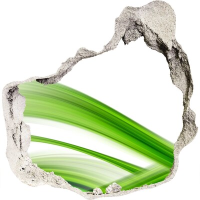 Zelfklevende muursticker 3D gat Groene weide door een gat in de muur
