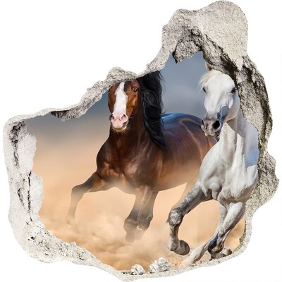3D wandsticker gat in de muur Wilde galop van paarden