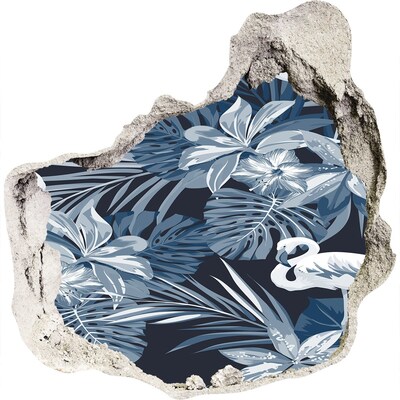 Dziura 3d fototapeta naklejka Tropikalny raj z flamingami