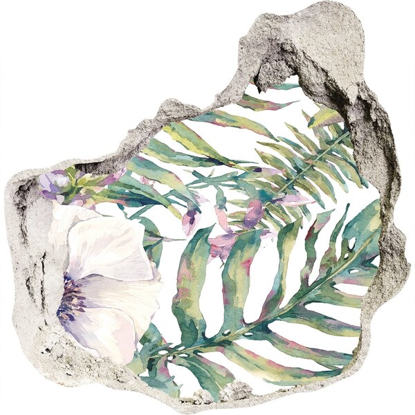 Naklejka 3D dziura na ścianę Tropikalny ogród za ścianą