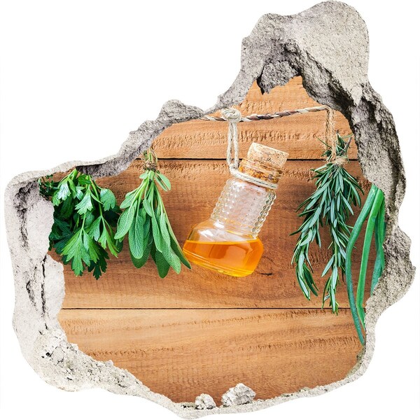 Naklejka 3D dziura samoprzylepna Ziołowy olejek w rustykalnym otoczeniu