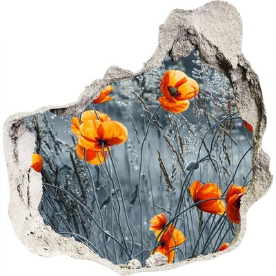 3D wandsticker gat in de muur Bloemen in een gat in de muur