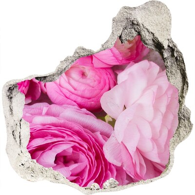 3D muursticker effect gat in de muur Bloemen in een gat in de muur