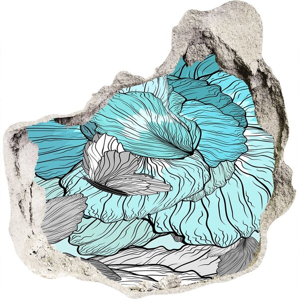 Naklejka 3D dziura na ścianę Kwiatowa oaza w betonie