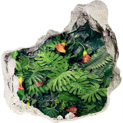 3D muursticker effect gat in de muur Tropische tuin achter de muur