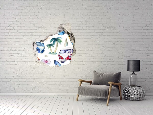 Fototapeta dziura na ścianę 3d Karaibskie wakacje w stylu retro