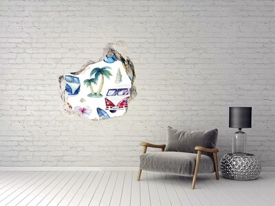 Fototapeta dziura na ścianę 3d Karaibskie wakacje w stylu retro