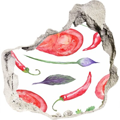 Samoprzylepna naklejka Owoce i warzywa w dziurze ściennej