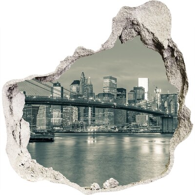 3D muursticker effect gat in de muur Uitzicht op New York