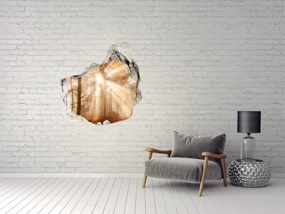 Dziura 3d w ścianie naklejka Leśna Przełęcz Słońca