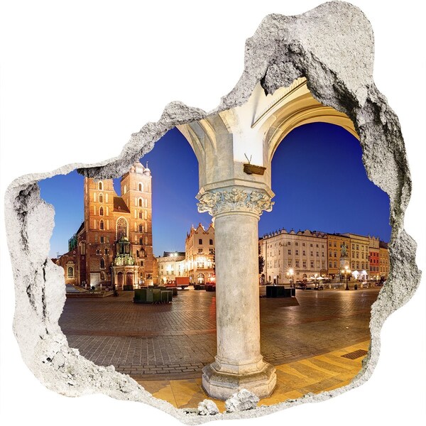 Fototapeta dziura na ścianę Krakowski Rynek Główny w Nocy