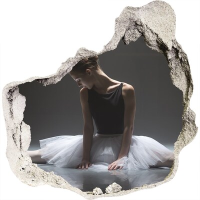 Zelfklevende muursticker 3D gat Danseres in een balletpose
